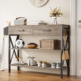 39" Console Table with 2 Drawers and 3 Tier Storage Shelves - Gray