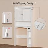 Over the Toilet Storage Cabinet, Aiho 70.3" H Bathroom Storage Cabinet with Adjustable Shelves & 2 Side Hooks, Best Gifts for Bathroom, Small Spaces, White