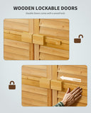 Double Lockable Storage Cabinet with 3 Removable Shelves - Natural