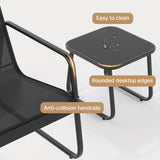 Aiho 3 Pieces Outdoor Patio Furniture Set with Textilene Material, Outdoor Chairs Set of 3 with Tempered Glass Table, Perfect for Garden, Lawn, Patio, Pool, Backyard, Balcony, Porch-Black