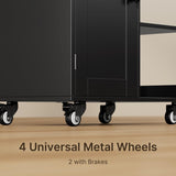 23.6" W Aiho Rolling Kitchen Island on Wheels with Spice Rack, Removeable Tray, Drawers, Island Table for Kitchen with Adjustable Shelves, For Kichen, Dining Room, Coffee Bar, Black