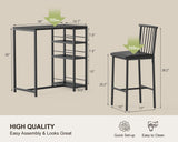 The Bar Table and Chairs Set for 2 with 3 Storage Shelves - Black