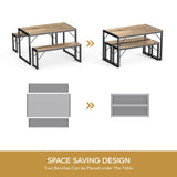 Dining Table Set for 4 with 2 Benches - Gray