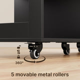 Aiho  41.7" W kitchen island with storage with  Solid Wood Adjustable Shelf, rolling kitchen island with Spice Rack, Towel Rack and Removable Tray, For Kitchen, Coffee Bars, Dining Room, Living Room - Black