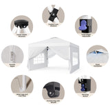 Aiho Easy up Canopy 10x10 with Removable Sidewalls, All-Weather Portable Popup Shade Canopy with 3 Adjustable Height, For Garden, Backyard, Beach, Camping and Party-White