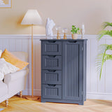33.5 "H Wooden Bathroom Storage Cabinet with 4 Drawers, a Cupboard and Adjustable Dividers for Bathroom,Living room,and Bedroom - Gray