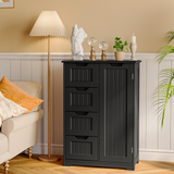 Aiho Wooden Kitchen Pantry Cabinet, 31.5"L Kitchen Storage Cabinets with 4 Drawers, 1 Door and Adjustable Shelves, For Kicchen, Dining Room, Livingroom, Bathroom-Black