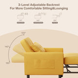 Convertible Sleeper Chair, Aiho 3-in-1 Convertible Sofa Bed Recliner Chair with Pull Out Couch - Yellow