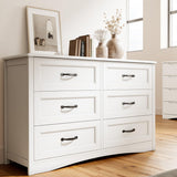 Aiho 6-Drawer Chest of Drawers for Bedroom, Wooden Bedroom Drawer Dresser with 6 Storage Drawers for Bedroom, Living Room, Hallway, Office - White