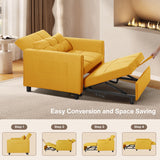 Convertible Sleeper Chair, Aiho 3-in-1 Convertible Sofa Bed Recliner Chair with Pull Out Couch - Yellow