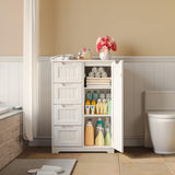 Aiho 33.5" H Kitchen Pantry Storage Cabinet with 1 Door & 3 Drawers & 3 Adjustable Shelves, Modern Kitchen Storage Cabinets for Living Room, Dining Room, White
