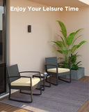 Aiho outdoor rocking chairs set of 3 with PE Wicker, All-Weather outdoor patio furniture set with a Tempered Glass Table and Soft cushions, For Outdoor Garden, Backyard, Poolside, Balcony, Patio and Porch-Beige