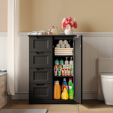 Aiho Wooden Kitchen Pantry Cabinet, 31.5"L Kitchen Storage Cabinets with 4 Drawers, 1 Door and Adjustable Shelves, For Kicchen, Dining Room, Livingroom, Bathroom-Black