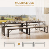 Dining Table Set for 4 with 2 Benches - Gray