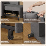 Aiho 3-in-1 Couch with Pull out Bed, Adjustable Backrest Sleeper Sofa Bed with Side Pockets for Living Room, Bedroom, Guest Room, Dark Gray