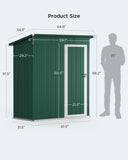 5' x 3' Outdoor Storage Shed with Single Lockable Door - Green