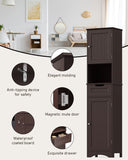 67" H Tall Bathroom Storage Cabinet with 2 Doors and 1 Drawer - Dark Brown