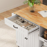 Aiho  41.7" W kitchen island with storage with  Solid Wood Adjustable Shelf, rolling kitchen island with Spice Rack, Towel Rack and Removable Tray, For Kitchen, Coffee Bars, Dining Room, Living Room - White