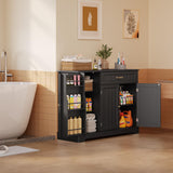 Aiho 43.3" L Buffet Cabinet with Storage, Coffee Bar Cabinet with Drawer & Doors & Shelves for Kichen, Bathroom, Livingroom, Black