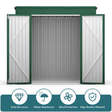 6' x 4' Outdoor Storage Shed with Double Lockable Doors for Backyard Patio Lawn - Green