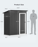 5' x 3' Outdoor Storage Shed with Single Lockable Door - Gray