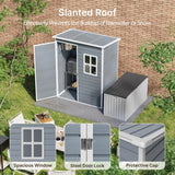 5 x 3 Ft Outdoor Storage Shed with Lockable Door, Aiho Resin Weatherproof Resin Garden Shed with Floor & Ventilation for Patio, Lawn, Gray