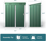 5'x 3'Outdoor Storage Shed with Lockable Door for Backyard Patio Lawn - Green