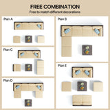 Aiho Outdoor Patio Furniture Set with All Weather Pe Rattan, 7- Piece Outdoor Sectional Sofa with Soft Chshions and Coffee Table, For Garden, Patio, Porch, Pool, Balcony, Backyard - Beige