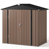 6' x 4' Metal Outdoor Storage Shed with Double Lockable Doors - Light Brown