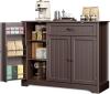 Aiho 43.3" L Buffet Cabinet with Storage, Coffee Bar Cabinet with Drawer & Doors & Shelves for Kichen, Bathroom, Livingroom, Dark Brown