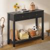 Aiho 39" Entryway Table with 2 Drawers, Modern Console Table with 3 Tier Storage Shelves, Perfect for Livingroom, Entruway, Small Spaces, Black