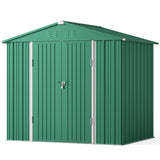 8' x 6' Metal Outdoor Storage Shed with Double Lockable Doors - Green