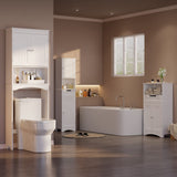 Over The Toilet Storage Cabinet with Adjustable Shelf and Double Doors - Brown