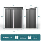 5'x 3'Outdoor Storage Shed with Lockable Door for Backyard Patio Lawn - Dark Gray