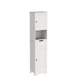 67" H Bathroom Storage Cabinet Organizer with Adjustable Shelves - White