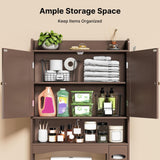 Over the Toilet Storage Cabinet, Aiho 70.3" H Bathroom Storage Cabinet with Adjustable Shelves & 2 Side Hooks, Best Gifts for Bathroom, Small Spaces, Dark Brown