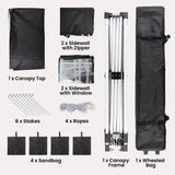 Aiho Easy up Canopy 10x10 with Removable Sidewalls, All-Weather Portable Popup Shade Canopy with 3 Adjustable Height, For Garden, Backyard, Beach, Camping and Party-Black