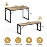 Dining Table Set for 4 with 2 Benches - Gray