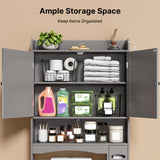 Over the Toilet Storage Cabinet, Aiho 70.3" H Bathroom Storage Cabinet with Adjustable Shelves & 2 Side Hooks, Best Gifts for Bathroom, Small Spaces, Gray