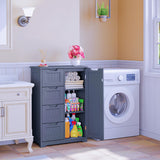 33.5 "H Wooden Bathroom Storage Cabinet with 4 Drawers, a Cupboard and Adjustable Dividers for Bathroom,Living room,and Bedroom - Gray