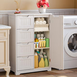 Aiho Wooden Kitchen Pantry Cabinet, 31.5"L Kitchen Storage Cabinets with 4 Drawers, 1 Door and Adjustable Shelves, For Kicchen, Dining Room, Livingroom, Bathroom-White