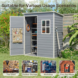 5 x 3 Ft Outdoor Storage Shed with Lockable Door, Aiho Resin Weatherproof Resin Garden Shed with Floor & Ventilation for Patio, Lawn, Gray