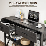 Aiho 39" Entryway Table with 2 Drawers, Modern Console Table with 3 Tier Storage Shelves, Perfect for Livingroom, Entruway, Small Spaces, Black