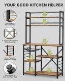 The Home Kitchen 5 Tier Baker's Rack with  Basket & Side Hooks - Retro