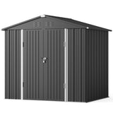 8' x 6' Metal Outdoor Storage Shed with Double Lockable Doors - Gray
