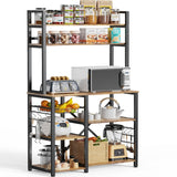 The Home Kitchen 5 Tier Baker's Rack with  Basket & Side Hooks - Retro