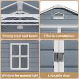8 X 6 Ft Outdoor Plastic Storage Shed with Floors, Aiho Resin Tool Shed with Windows & Lockable Door & Vents, Perfect for Yard, Garden, Gray