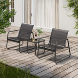 Aiho Outdoor Chairs Set of 3, Textilene Outdoor Patio Furniture Set with Coffee Table for  Garden, Lawn, Patio-Black