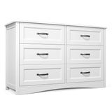 Aiho 6-Drawer Chest of Drawers for Bedroom, Wooden Bedroom Drawer Dresser with 6 Storage Drawers for Bedroom, Living Room, Hallway, Office - White