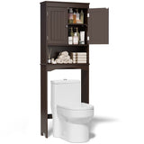Over The Toilet Storage Cabinet with Adjustable Shelf and Double Doors - Espresso